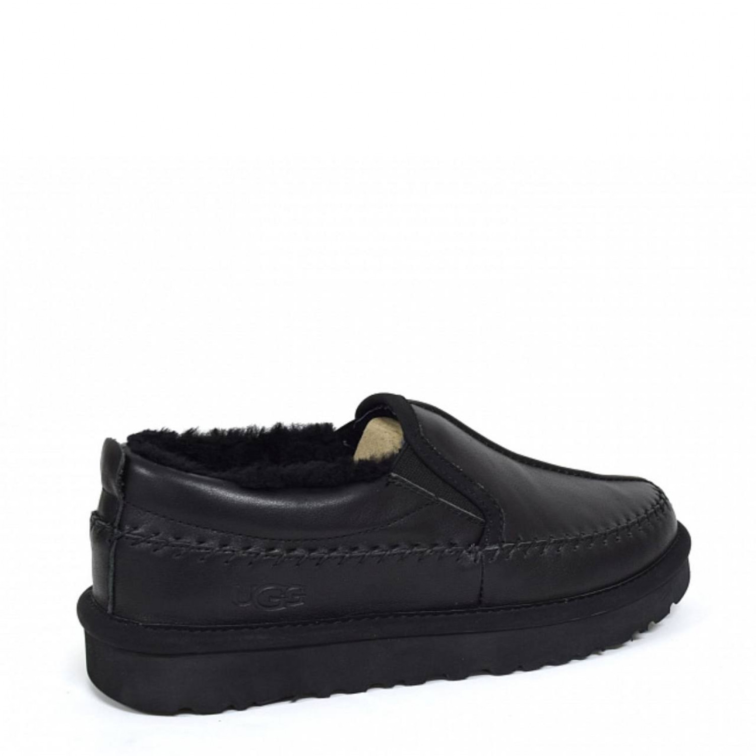UGG Stitch Slip On Leather Black